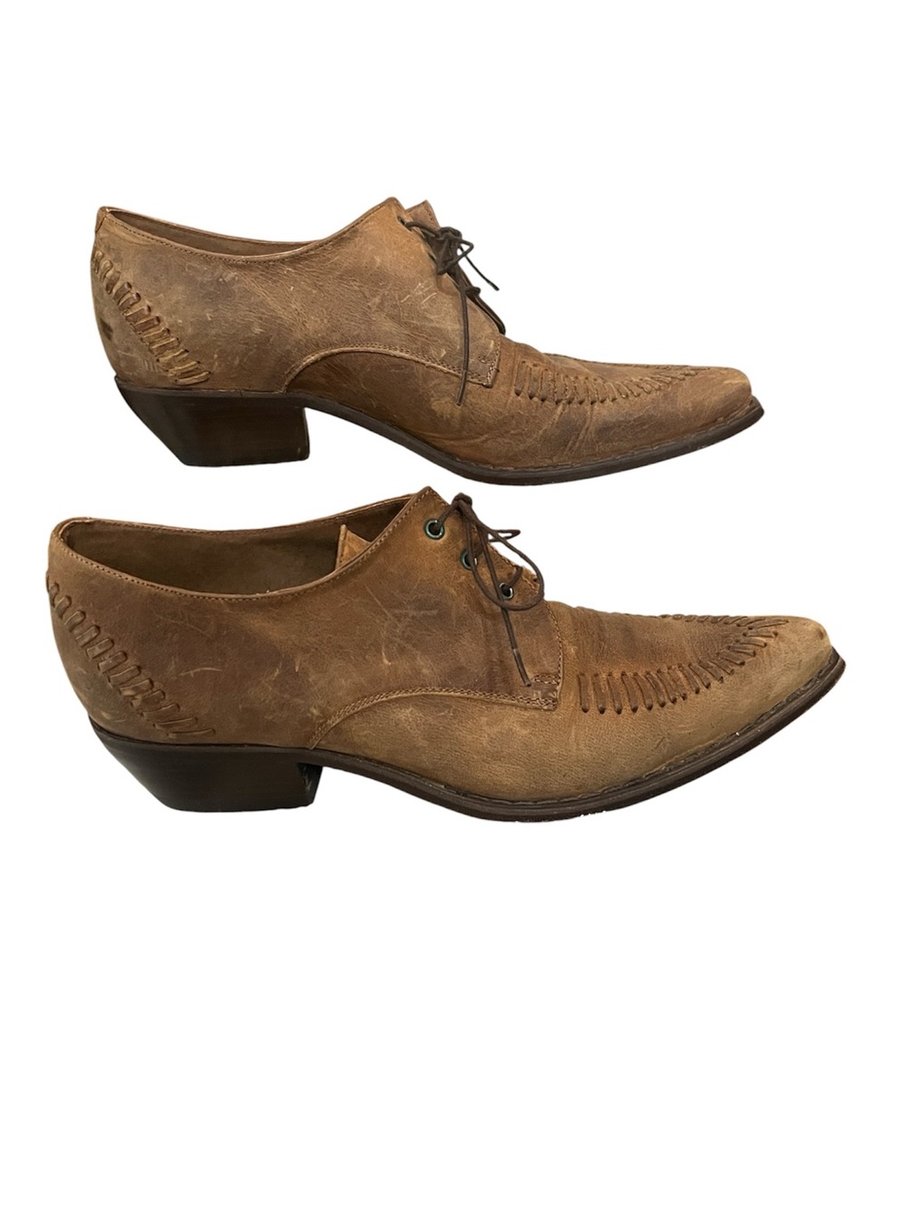 RARE Guess Marciano Womens Vintage Leather Pointy Toe Lace Up Heeled Booties 10